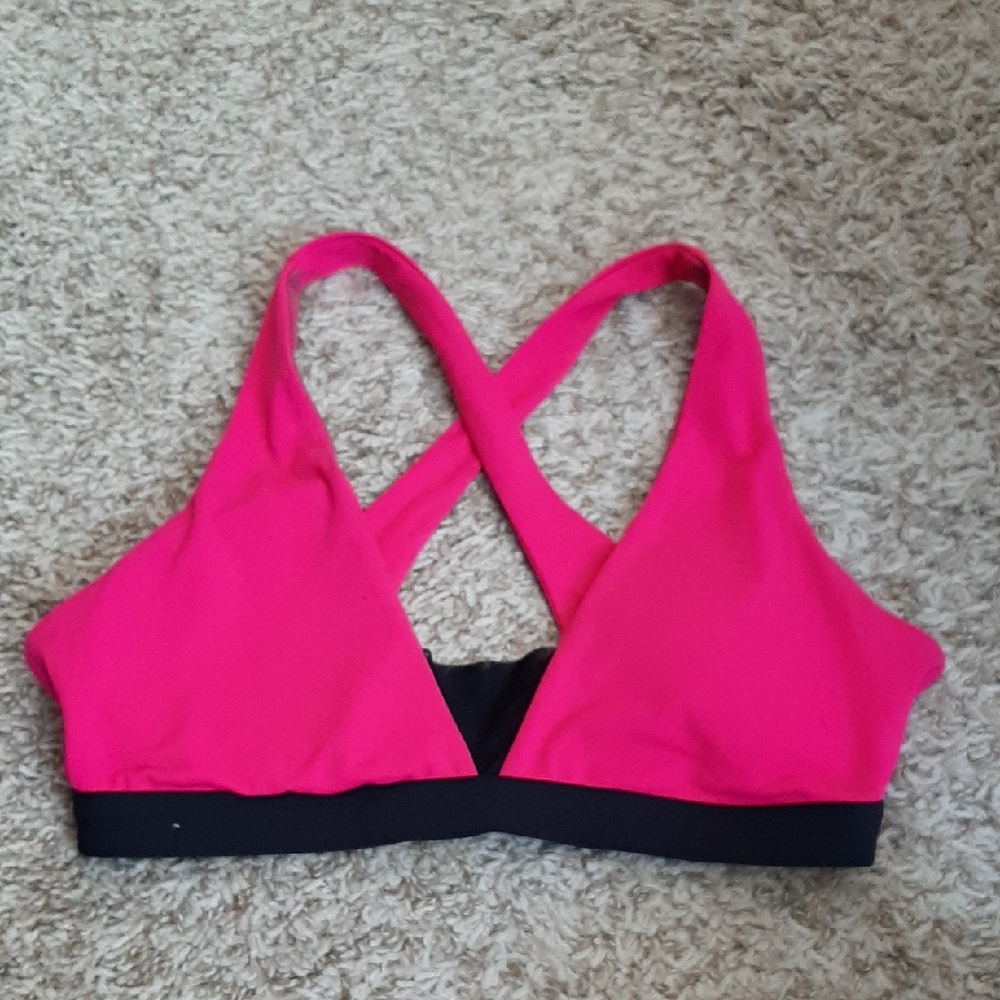Demi Lovato X Fabletics Pink and Black Women's Sports Bra